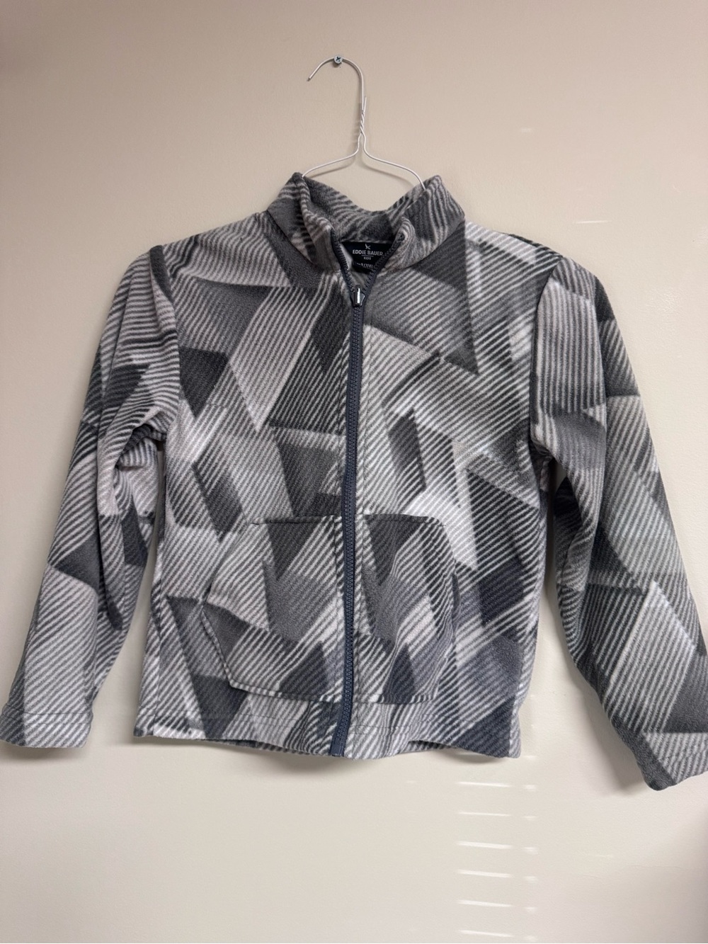 Eddie Bauer Gray & White Geometric Kids Fleece Jacket
